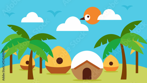 summer landscape with palms