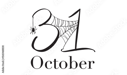 31 st day date october month spider web text font number thirty one day date october month sign symbol happy halloween day spider spider web black color ghost event part decoration spooky character