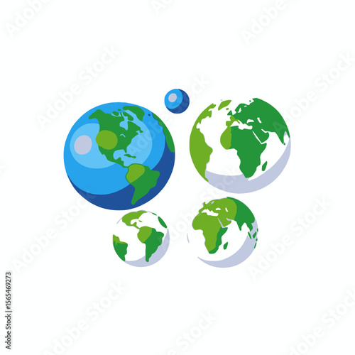Cartoon Earth Globe Set-World Geography Illustration-Global Network Concept-Planet Earth Clipart-Education and Science-World Map for Kids-Earth Day Graphics