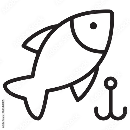 Bait Fishing Minnow icon thin vector sign symbol