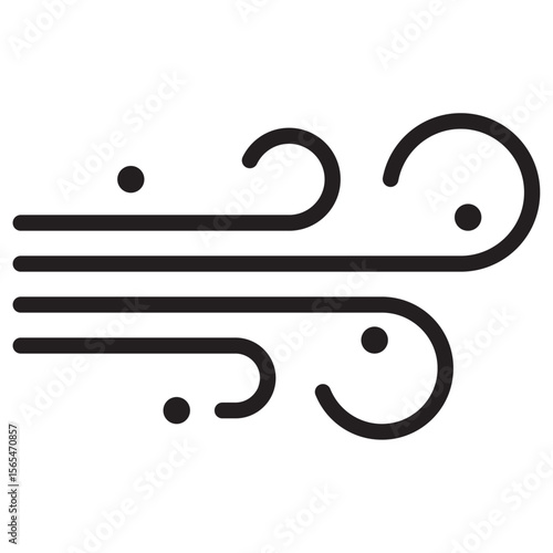 Blowing wind icon thin vector sign symbol