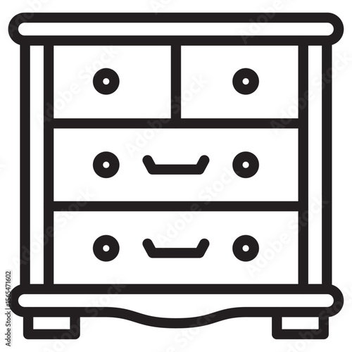 Chest of drawers icon thin vector sign symbol