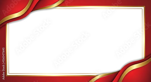 Red and gold frame background for certificate design or invitation card template with elegant border vector