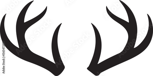 deer antlers silhouette, black and white silhouette, vector and illustration