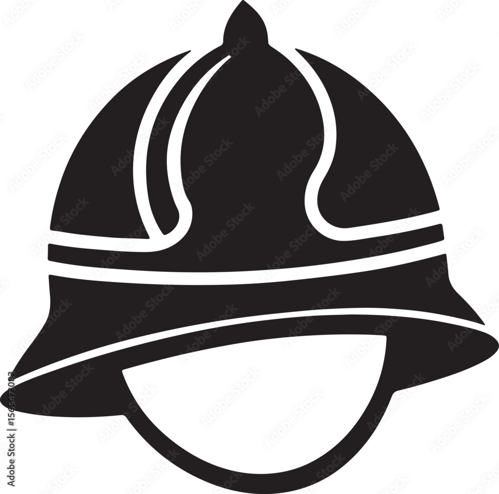 Naklejka premium fireman helmet silhouette, black and white silhouette, vector and illustration