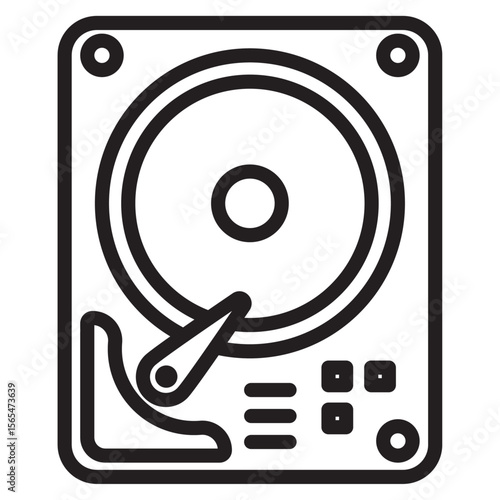 Hard disk drive icon thin vector sign symbol
