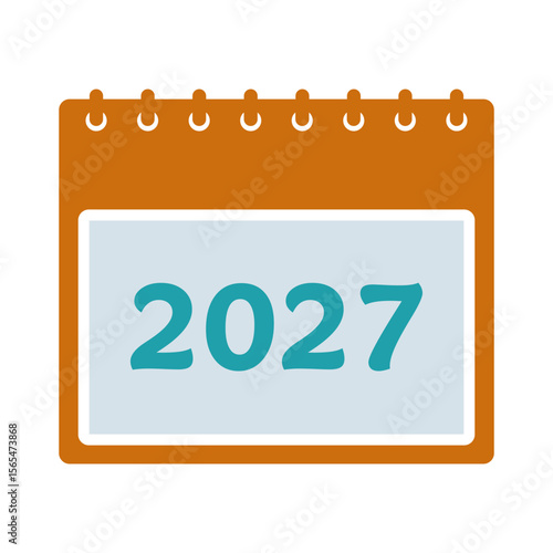 2027 Calendar Colored Icon. Editable Vector EPS Symbol Illustration.
