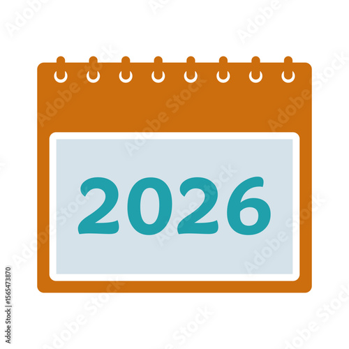 2026 Calendar Colored Icon. Editable Vector EPS Symbol Illustration.