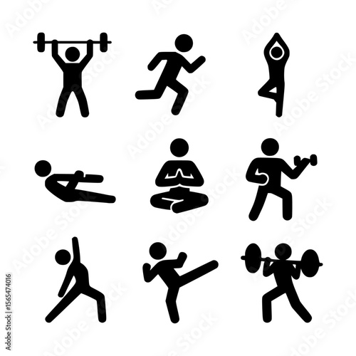 Excercise fitness icon set