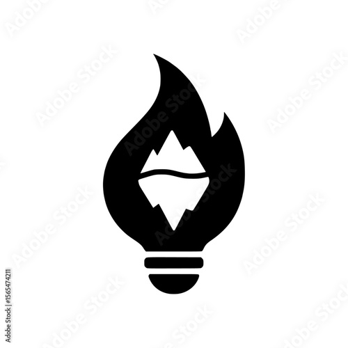 Flame bulb-iceberg icon
