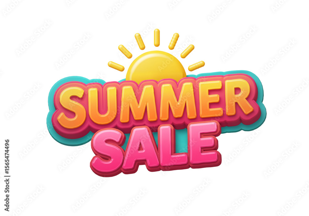 Bold summer sale badge with tropical colors on white background, high-resolution promotional design element PNG Bold summer sale badge with tropical colors on white background, high-resolution promotional design element PNG