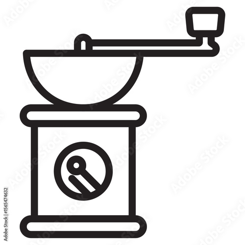 Manual coffee grinder icon thin vector sign symbol