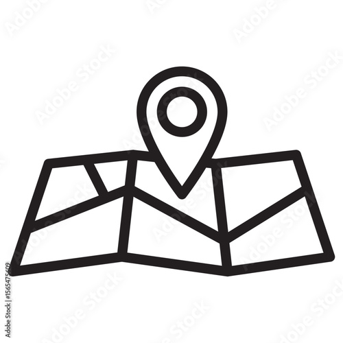 Pin on a map icon thin vector sign symbol