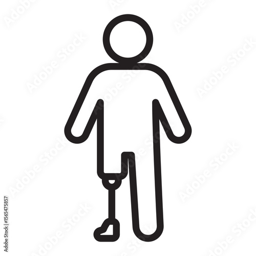 Prosthetic leg icon thin vector sign symbol