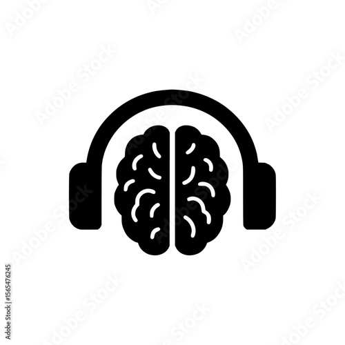 Headphones with a human brain inside, symbolizing immersive learning or musical intelligence
