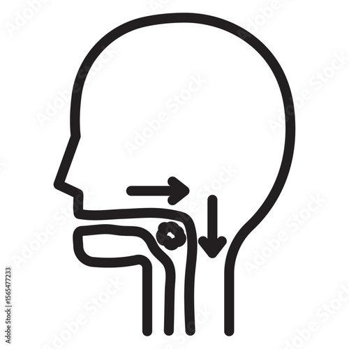 Swallowing reflex icon thin vector sign symbol