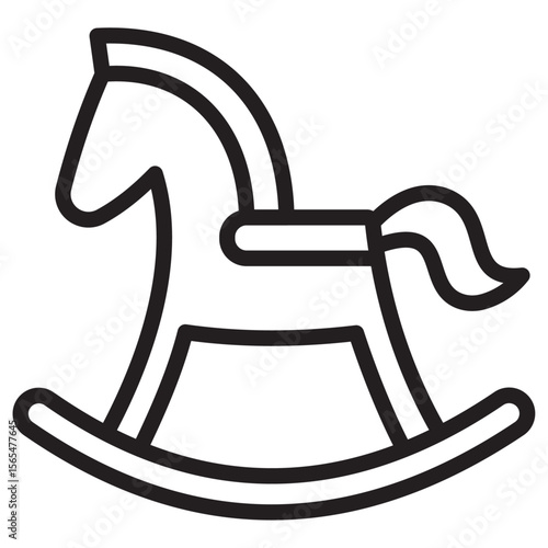 Toy horse rocking chair icon thin vector sign symbol