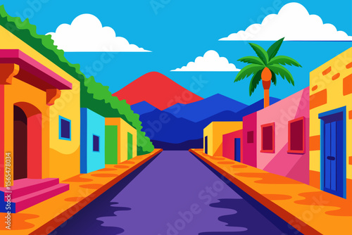 colorful houses on the beach in spain