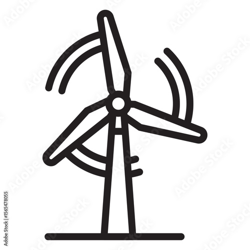 Wind turbine icon thin vector sign symbol