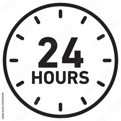 24 hours icon thin vector sign symbol