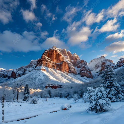 Wallpaper Mural “Dramatic snow-covered mountain peak glowing in sunset light.” Torontodigital.ca