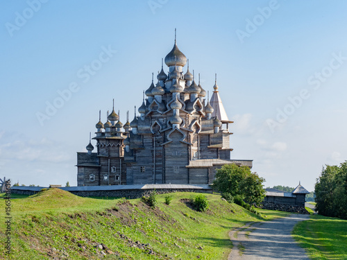 The Kizhi Pogost ensemble – wooden churches of the Transfiguration of the Lord, the Intercession of the Holy Virgin, a bell tower, a UNESCO World Heritage Site on Kizhi Island in Karelia