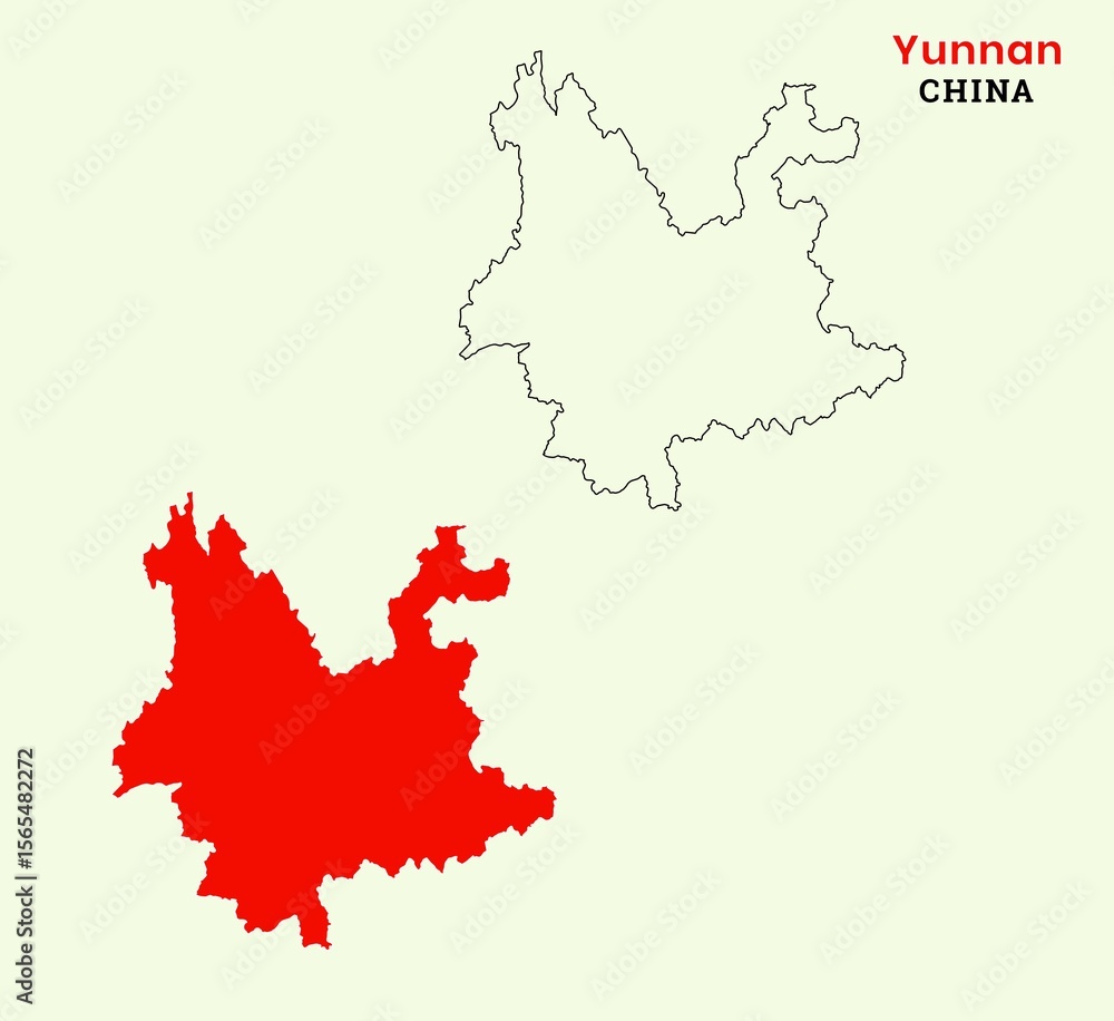 Naklejka premium Map of Yunnan , Map of Yunnan , Map of China state Yunnan, China, Yunnan .