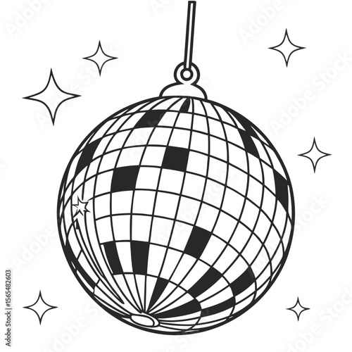 Disco ball with sparkling stars party celebration