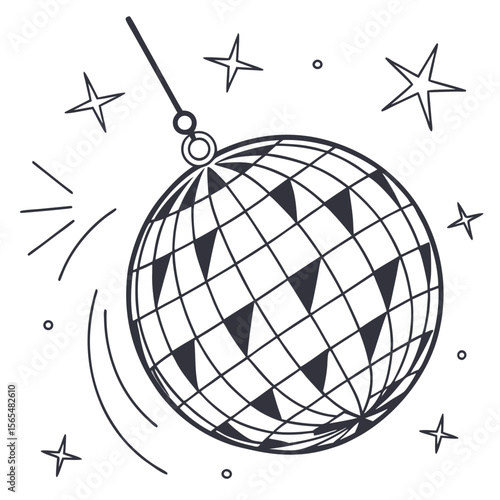 Disco ball with stars and sparkles party celebration