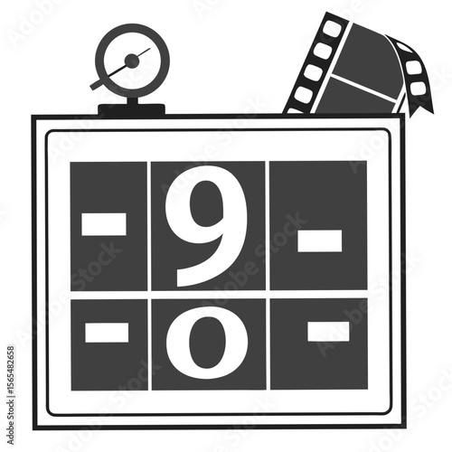 Scoreboard with film reel and gauge numbers cinema