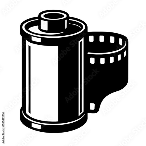 Classic Vintage Camera Film Roll Vector Icon - Nostalgic Symbol for Photography, Analog Media, and Retro Themes