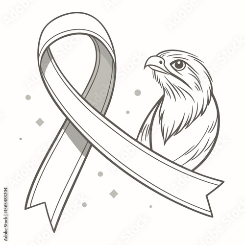 Eagle with awareness ribbon bird symbol
