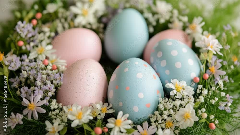 Colorful pastel Easter eggs in a bouquet, symbolizing the joy and celebration of spring holidays. Colorful pastel Easter eggs in a bouquet, symbolizing the joy and celebration of spring holidays.
