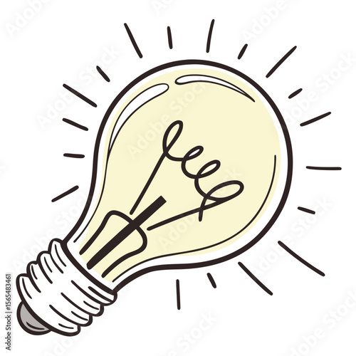 Glowing lightbulb with radiating lines idea illumination