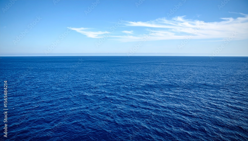 Obraz premium A serene view of the ocean with blue sky and a few scattered white clouds