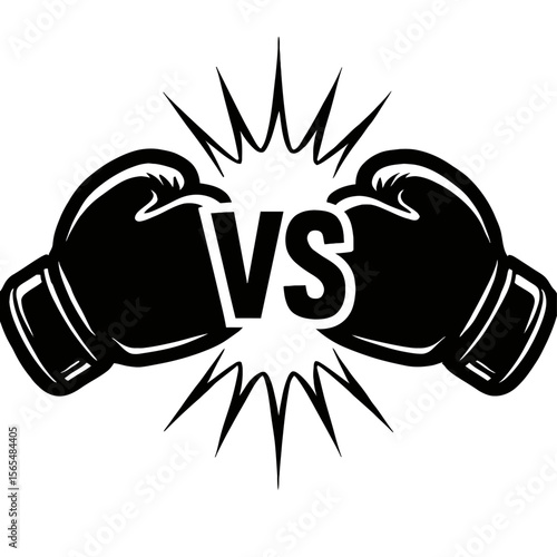 Two Boxing Gloves with VS Symbol Vector - Intense Fight or Competition Showdown Graphic