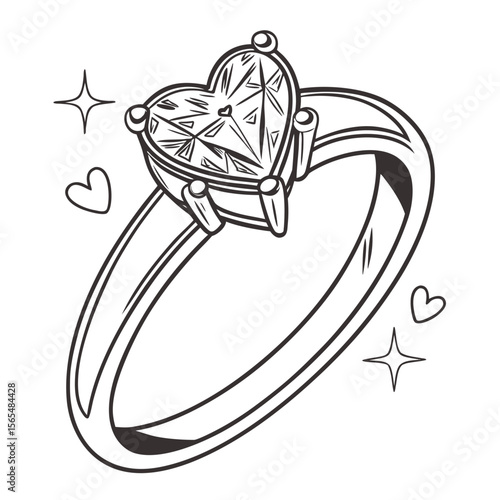Heart shaped diamond ring with sparkles jewelry engagement