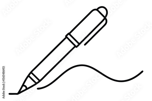 The signature icon. Pen and undersign, underwrite line art vector illustration