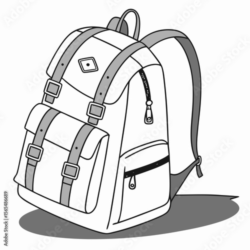 Vintage backpack with straps and zippers travel outdoor
