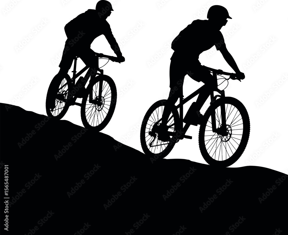 Fototapeta premium Cyclists Mountain Silhouette