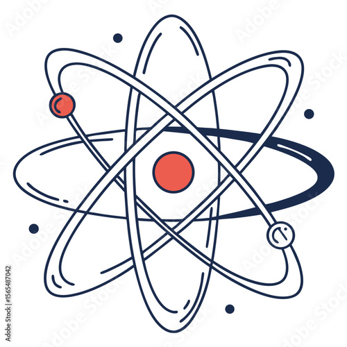 Atomic structure diagram with orbiting electrons and nucleus science
