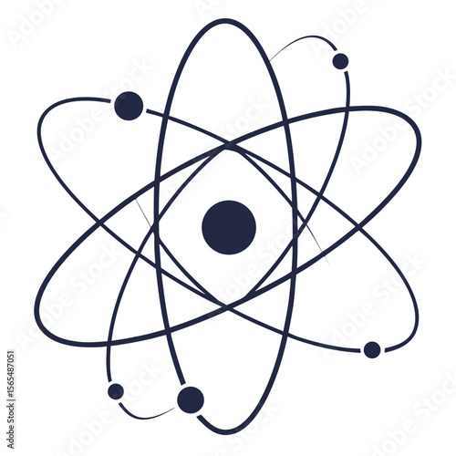 Atomic structure symbol with orbiting electrons and nucleus science physics