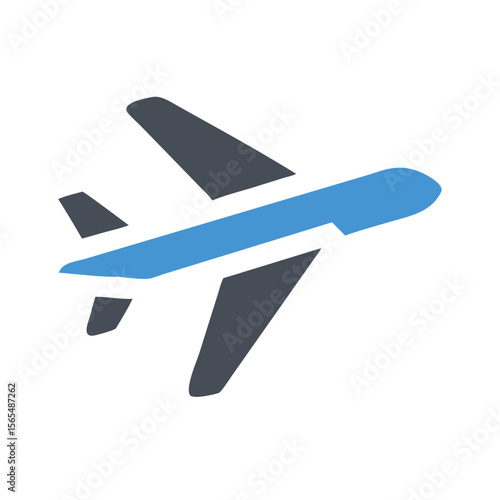 Blue and gray airplane in flight aircraft travel