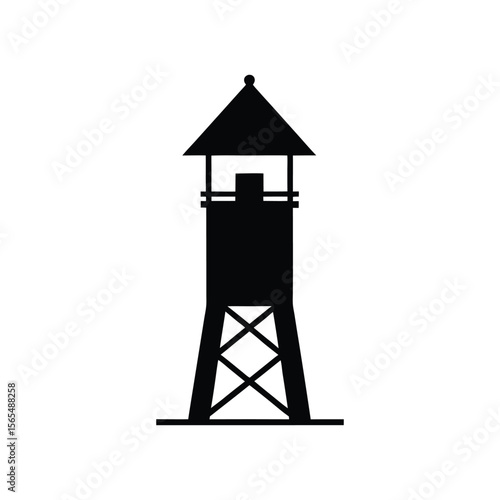 A watch tower silhouette vector art illustration
