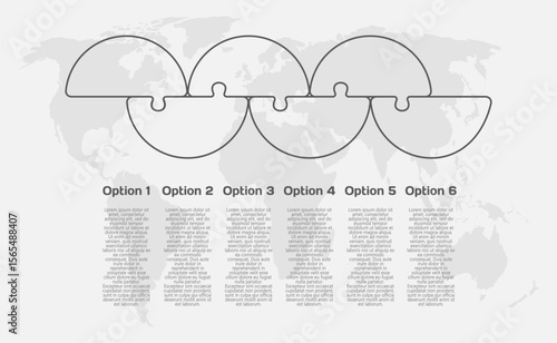 Six steps line infographic, puzzle diagram