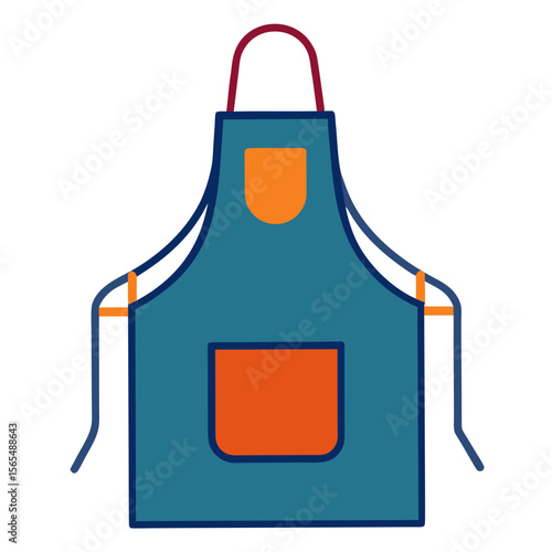Teal apron with orange pockets and maroon neck strap clothing kitchen