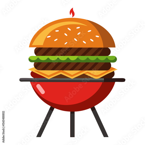 Juicy burger on a barbecue grill hamburger food