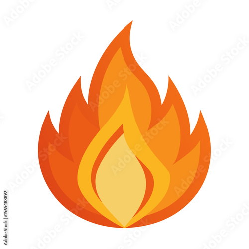 Fiery flames of orange and yellow fire heat