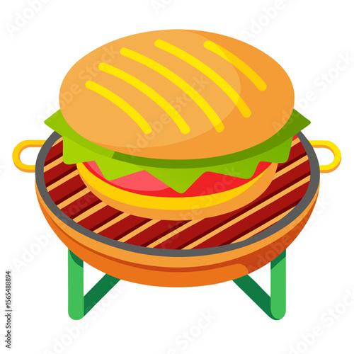 Grilled Burger on a Barbecue food cooking