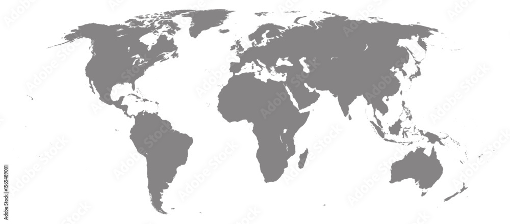 Obraz premium World map vector in dark gray silhouette, isolated on white background for infographics and presentations. world map, icons, vector.